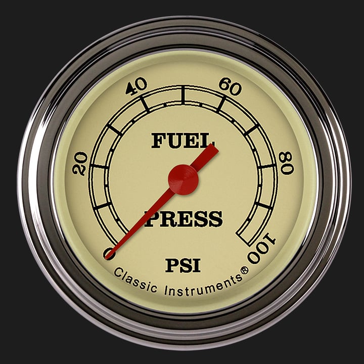Classic Instruments VT146SLF Vintage 2-1/8" Fuel Pressure Gauge, 100 psi