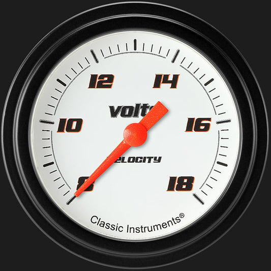Classic Instruments VS330WBLF Velocity White 2 5/8" Voltage Gauge