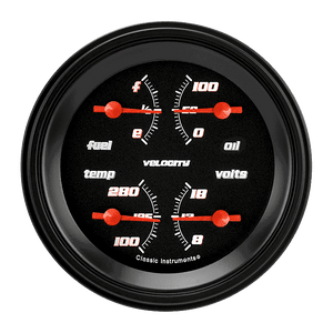 Classic Instruments VS73BBLF Velocity Black - Quad Gauge 3-3/8" (75-10 OHM)