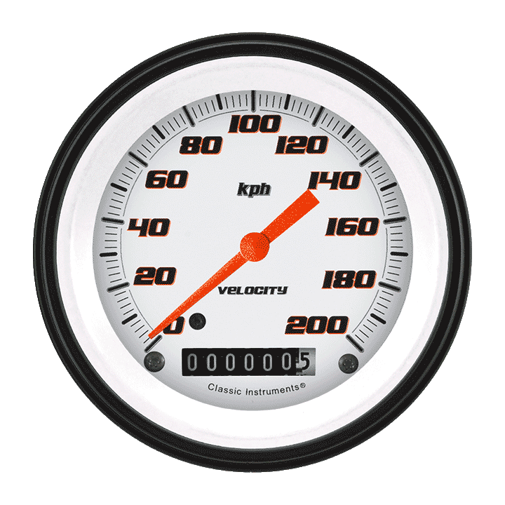 Classic Instruments VS59WBLF Velocity White - Speedometer Gauge 3-3/8" (stock KPH)
