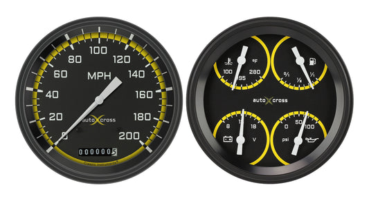 Classic Instruments AX52YBLF Autocross Yellow w/ Black Bezel 4 - 5/8" Speedo &