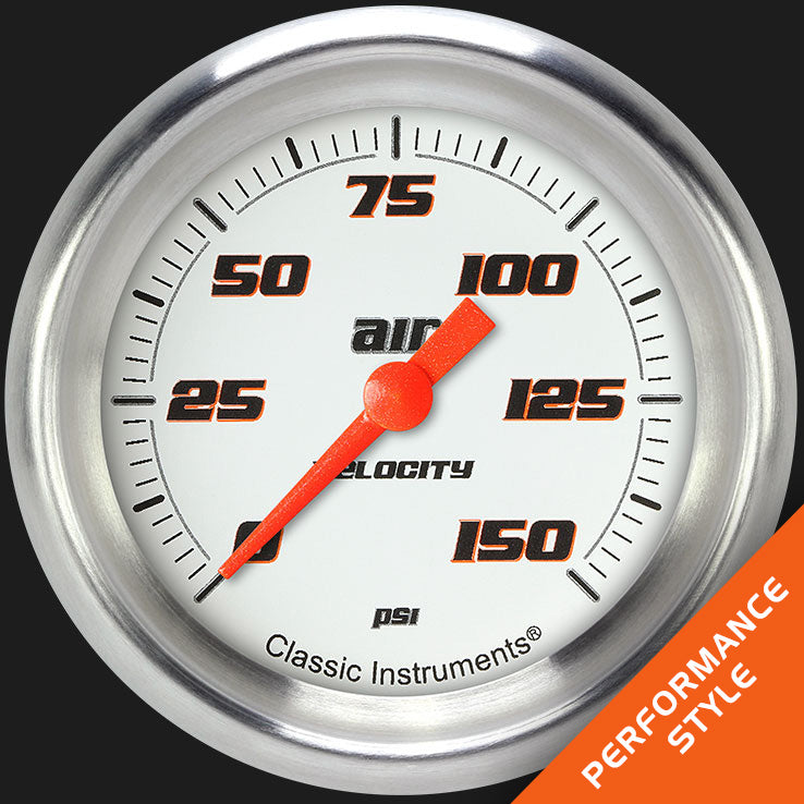 Classic Instruments VS318WAPF Velocity White 2 5/8" Air Pressure Gauge