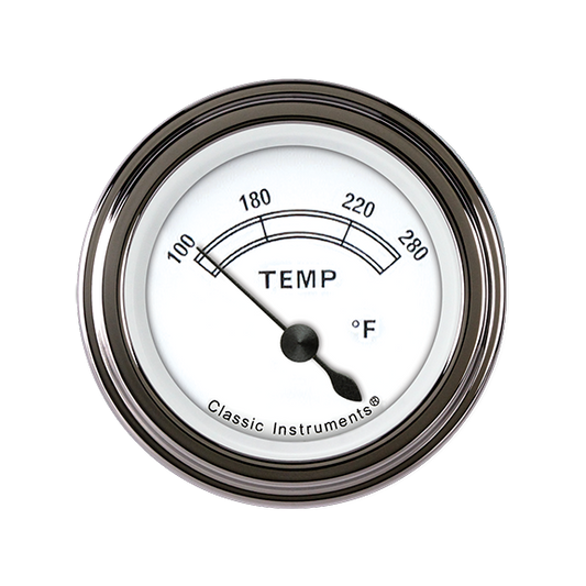 Classic Instruments CW26SLF Classic White - Water Temp Gauge 2-1/6"