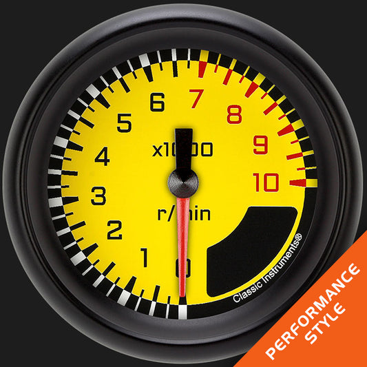Classic Instruments AX383YBPF AutoCross Yellow 2 5/8" Tachometer