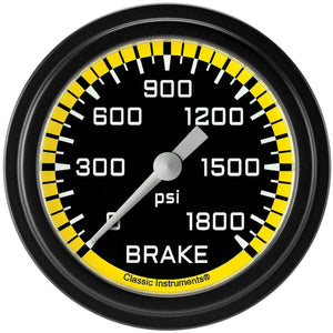 Classic Instruments AX367YBLF Autocross Yellow 2 5/8" Brake Pressure Gauge