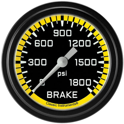 Classic Instruments AX367YBLF Autocross Yellow 2 5/8" Brake Pressure Gauge