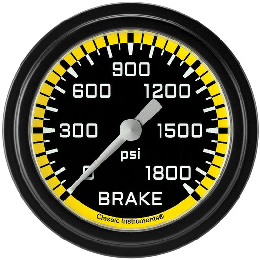 Classic Instruments AX367YBLF Autocross Yellow 2 5/8" Brake Pressure Gauge