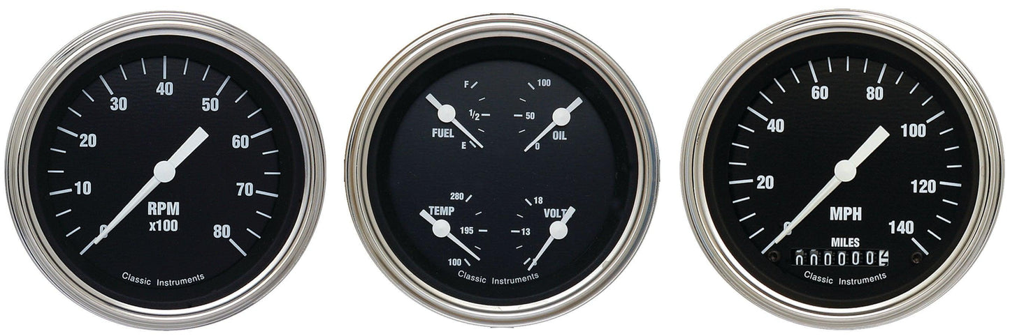 Classic Instruments HR03SLF Hot Rod - 3 Gauge Set 3-3/8" Speedo, Tach & Dual