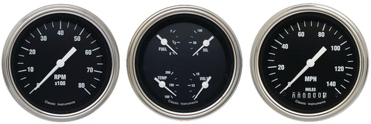 Classic Instruments HR03SLF Hot Rod - 3 Gauge Set 3-3/8" Speedo, Tach & Dual