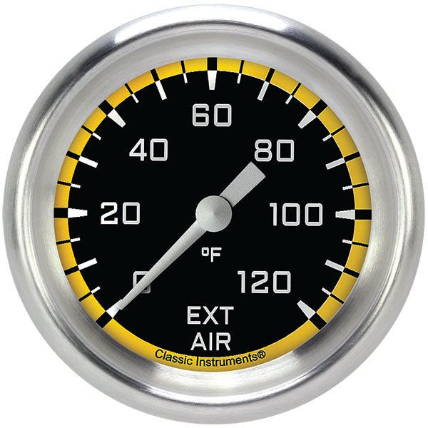 Classic Instruments AX399YAPF Autocross Yellow 2 5/8" External Air Temp. Gauge