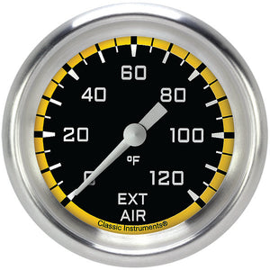 Classic Instruments AX399YAPF Autocross Yellow 2 5/8" External Air Temp. Gauge