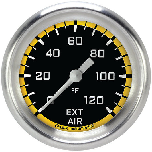 Classic Instruments AX399YAPF Autocross Yellow 2 5/8" External Air Temp. Gauge