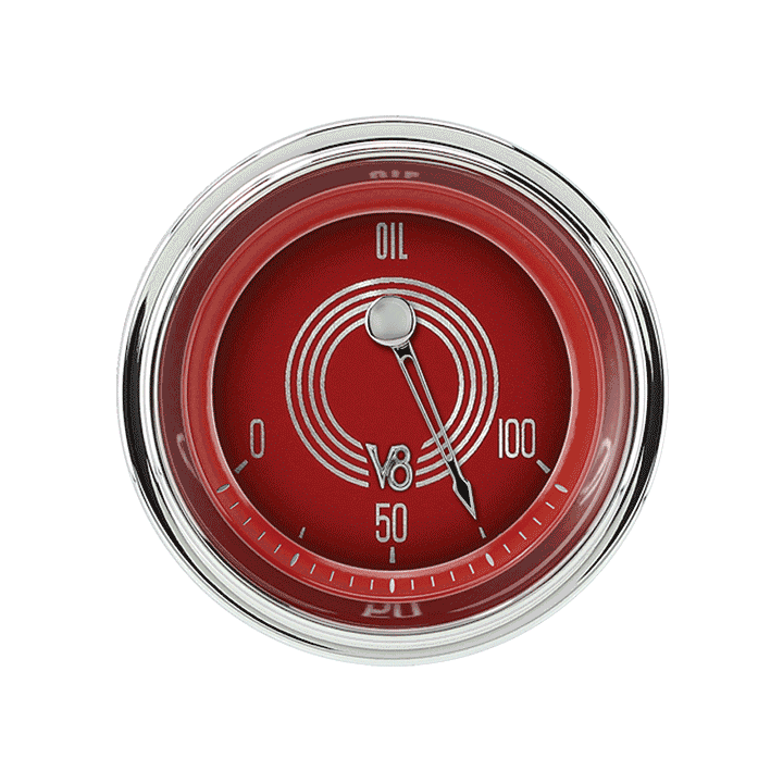 Classic Instruments V8RS81SHC V8 Red Steelie - Oil Pressure Gauge 2-1/8"