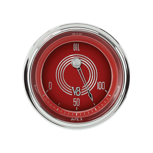 Classic Instruments V8RS81SHC V8 Red Steelie - Oil Pressure Gauge 2-1/8"