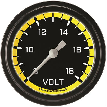 Classic Instruments AX330YBLF Autocross Yellow 2 5/8" Voltage Gauge