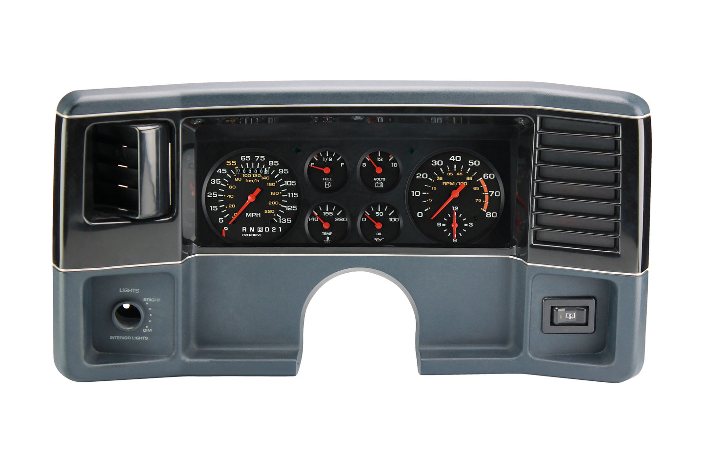 Classic Instruments CH78OE06 Chevy G-Body Direct Fit Gauge Package with Overdrive Gear Indicator