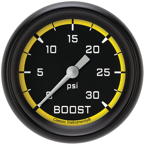 Classic Instruments AX342YBPF Autocross Yellow 2 5/8" Boost Gauge, 30 psi