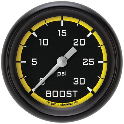 Classic Instruments AX342YBPF Autocross Yellow 2 5/8" Boost Gauge, 30 psi