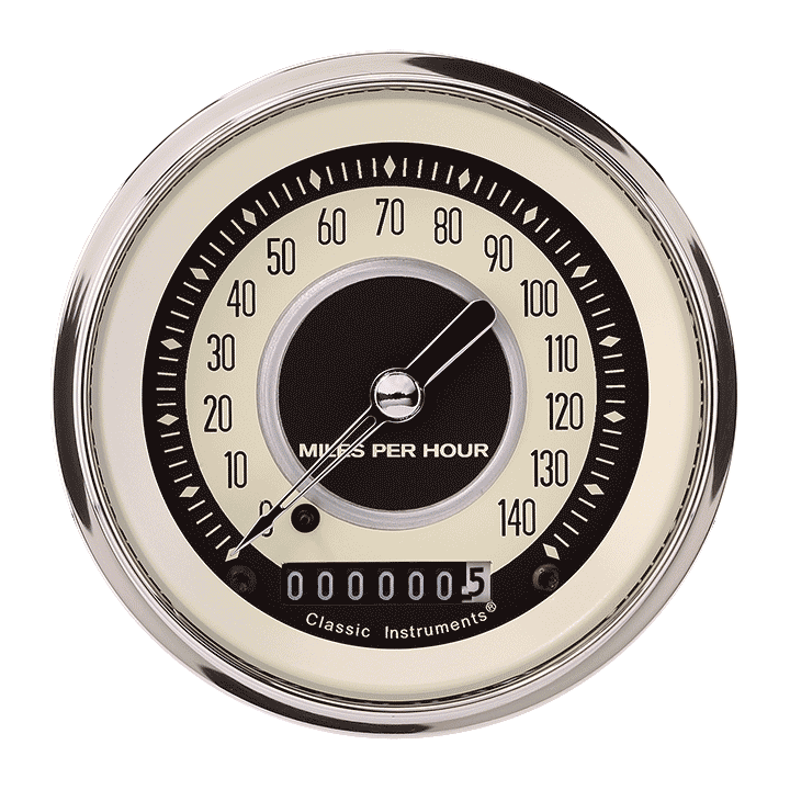 Classic Instruments NT55SHC Nostalgia VT 3-3/8" Speedometer 140 MPH