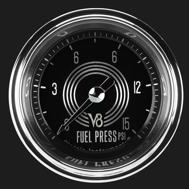 Classic Instruments V8SR145SHC V8 Speedster 2-1/8" Full Sweep Fuel Pressure 15