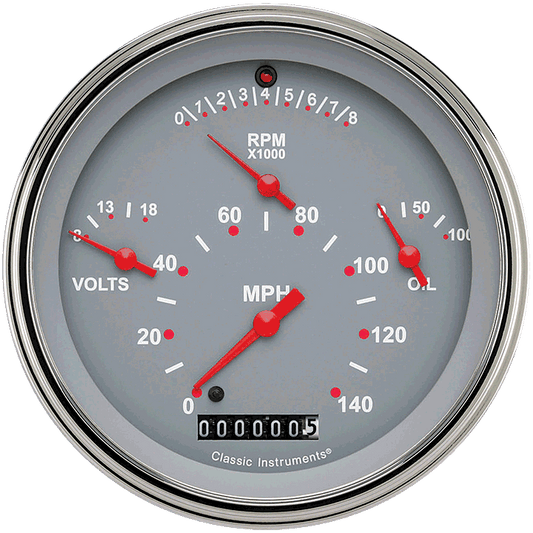 Classic Instruments TE40GSLF Tetra Series, Gray Combination Gauge
