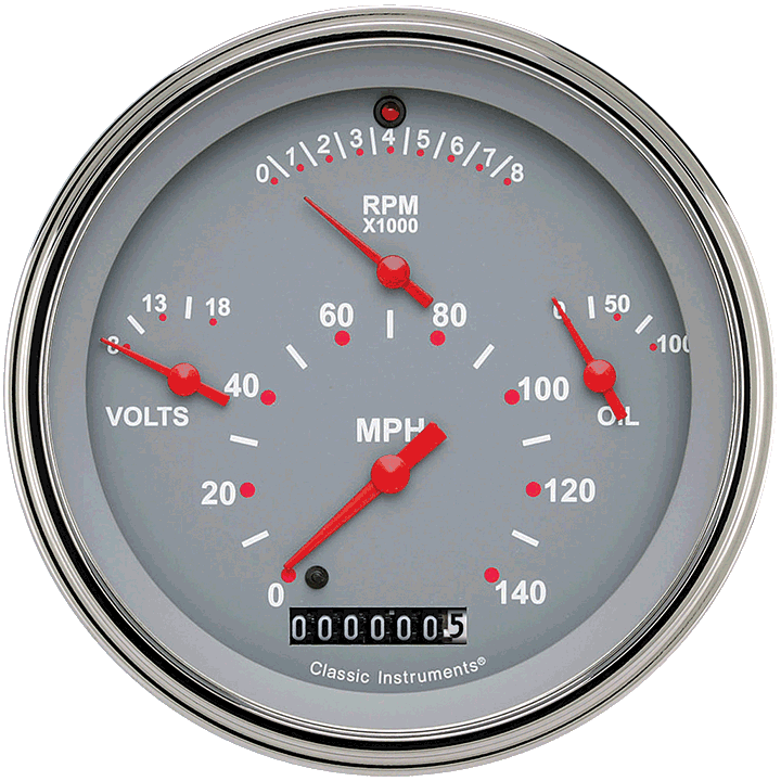 Classic Instruments TE40GSLF Tetra Series, Gray Combination Gauge