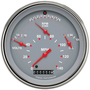 Classic Instruments TE40GSLF Tetra Series, Gray Combination Gauge