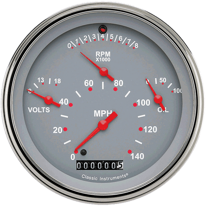 Classic Instruments TE40GSLF Tetra Series, Gray Combination Gauge