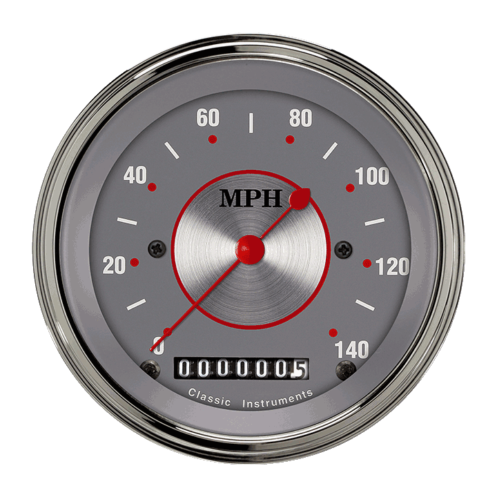 Classic Instruments SS55SLF Silver 3-3/8" Speedometer 140 MPH