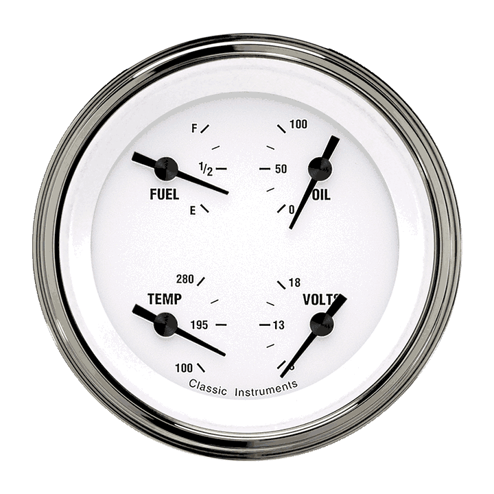 Classic Instruments WH73SLF White Hot - Quad Gauge 3-3/8" (75-10 OHM)