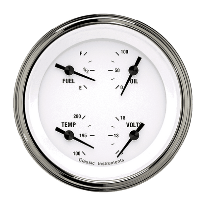 Classic Instruments WH77SLF White Hot - Quad Gauge 3-3/8" (0-30 OHM)