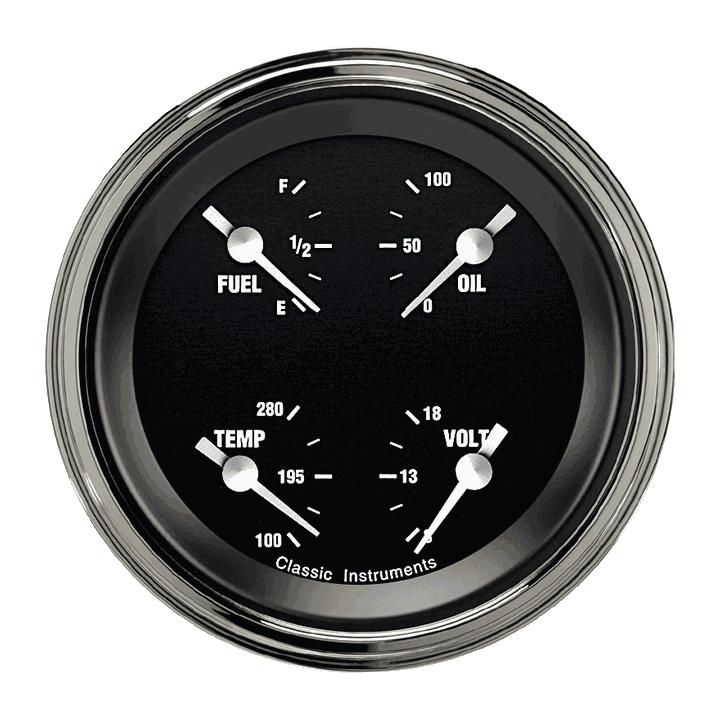 Classic Instruments HR73SLF Hot Rod - Quad Gauge 3-3/8" (75-10 OHM)