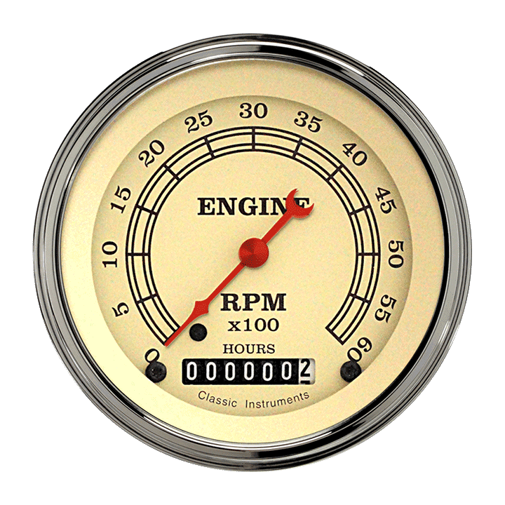 Classic Instruments VT60HSLF Vintage - Tachometer 6K RPM 3-3/8"