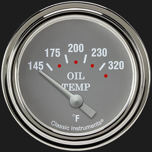 Classic Instruments SG228SLF Silver Gray 2 5/8" Oil Temperature Gauge