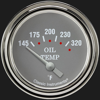 Classic Instruments SG228SLF Silver Gray 2 5/8" Oil Temperature Gauge