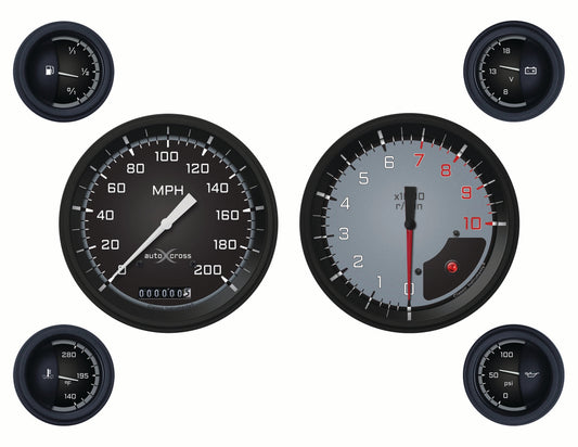 Classic Instruments AX51GBLF Autocross Grey w/ Black Bezel 4 - 5/8" Speedo & Ta