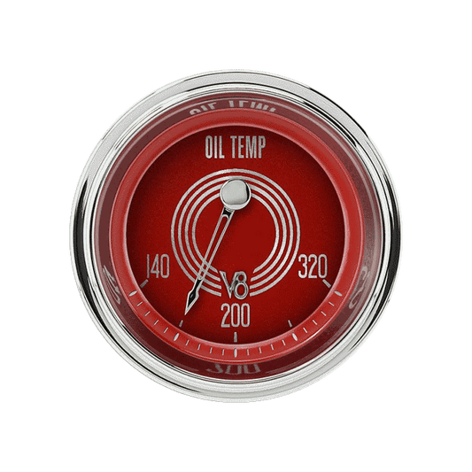 Classic Instruments V8RS28SHC V8 Red Steelie - Oil Temp Gauge 2-1/6"