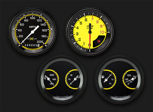 Classic Instruments AX05YBLF AutoCross Yellow Four Gauge Set