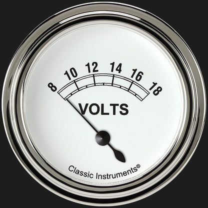 Classic Instruments CW230SLF Classic White 2 5/8" Volt Gauge
