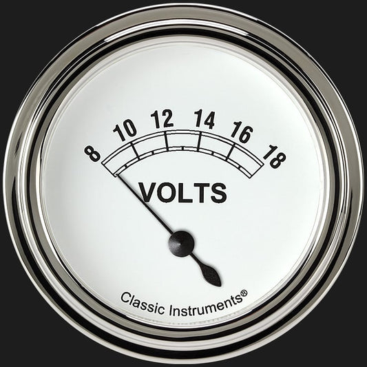 Classic Instruments CW230SLF Classic White 2 5/8" Volt Gauge
