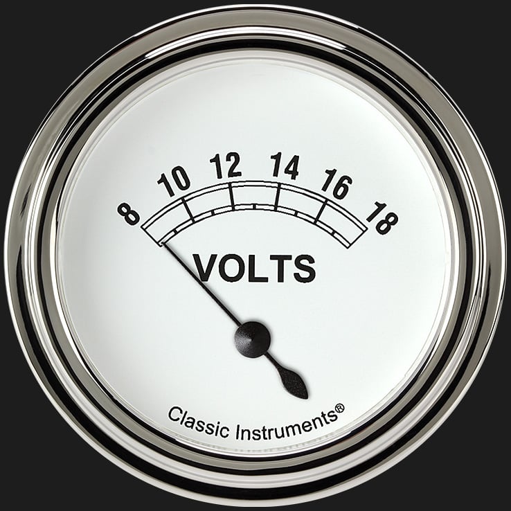 Classic Instruments CW230SLF Classic White 2 5/8" Volt Gauge