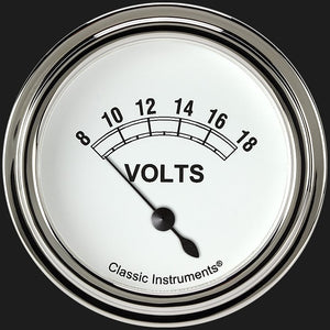 Classic Instruments CW230SLF Classic White 2 5/8" Volt Gauge