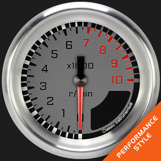 Classic Instruments AX383GAPF AutoCross Gray 2 5/8" Tachometer