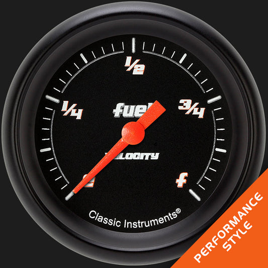 Classic Instruments VS309BBPF Velocity Black 2 5/8" Fuel Gauge