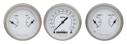 Classic Instruments CW04SLF Classic White - 3 Gauge Set 3-3/8" Speedo & 2x Dual