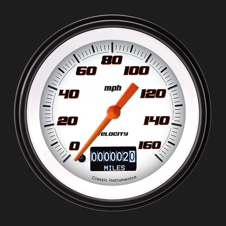 Classic Instruments VS55DWBLF Velocity White 3 3/8" Speedometer with Information Screen