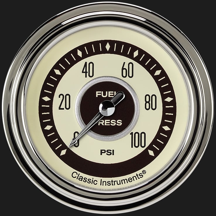 Classic Instruments NT346SLC Nostalgia VT 2 5/8" Fuel Pressure Gauge, 100 psi