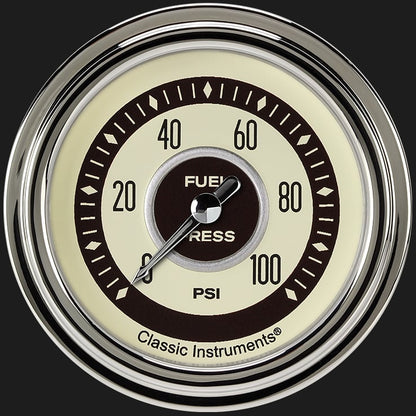Classic Instruments NT346SLC Nostalgia VT 2 5/8" Fuel Pressure Gauge, 100 psi