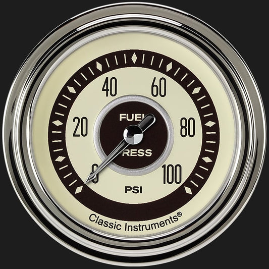 Classic Instruments NT346SLC Nostalgia VT 2 5/8" Fuel Pressure Gauge, 100 psi