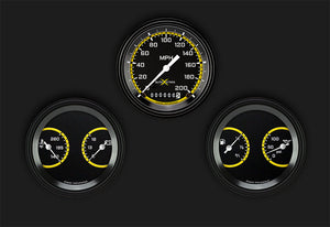 Classic Instruments AX04YBLF AutoCross Yellow Three Gauge Set